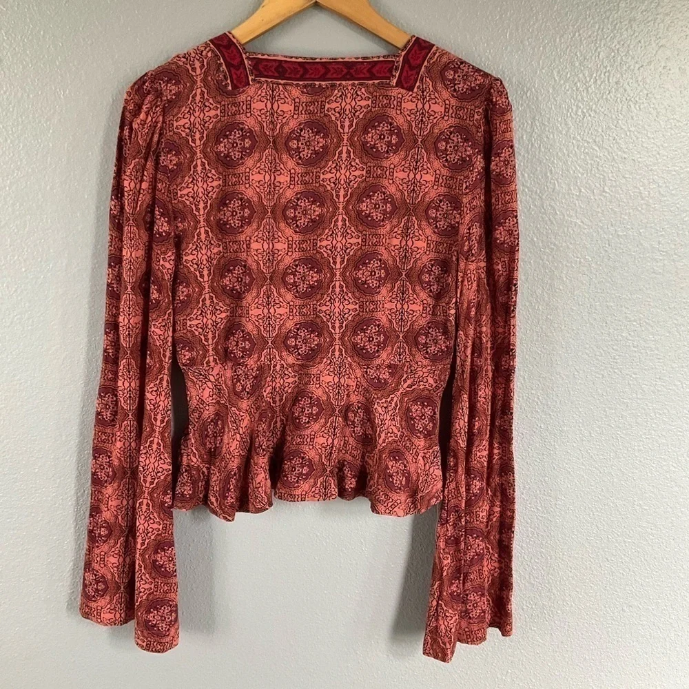 Free people Time of Your Life Top coral combo color size Small T81